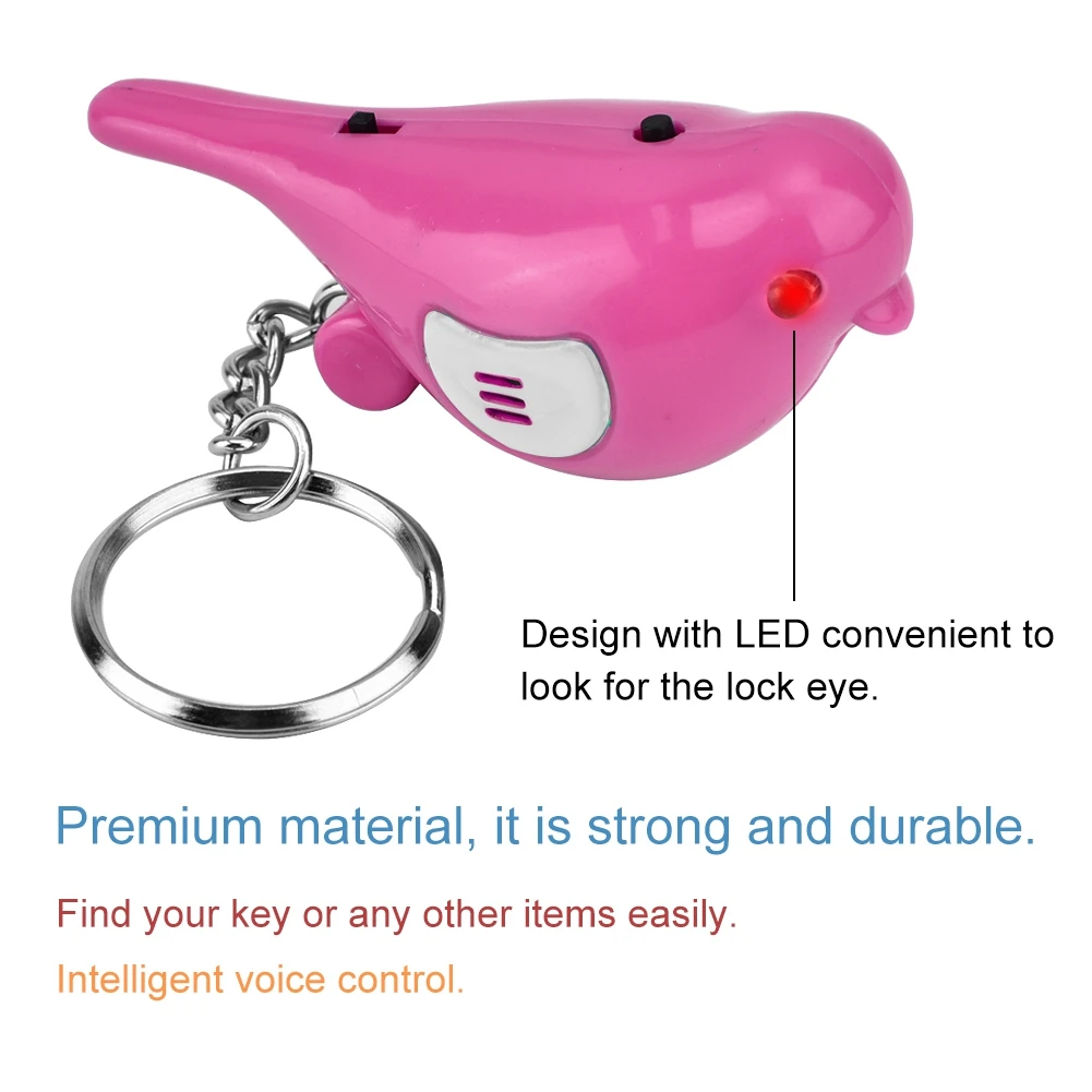 Bird LED Whistle Key Finder Intelligent Voice Control Keychain With Battery Intelligent Key Finder Whistle Key Finder Key Finder