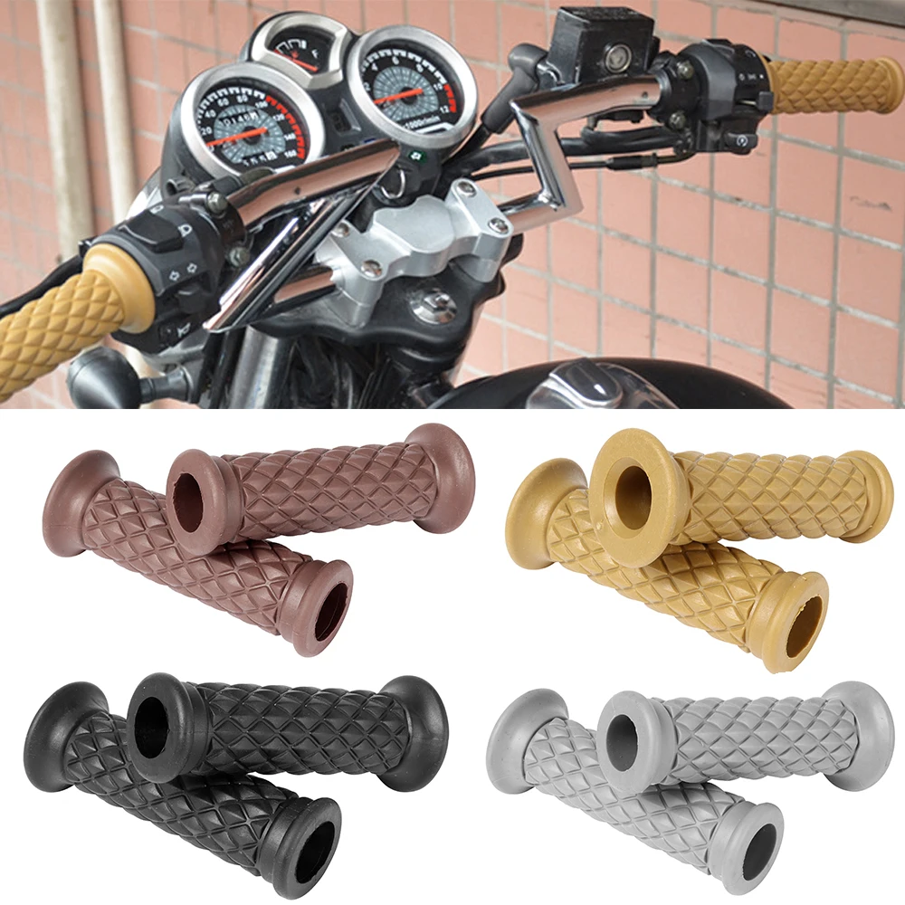 Universal 7/8" 22mm Retro Motorrad Handgriffe Rutschfeste Gummi-Lenkergriffe