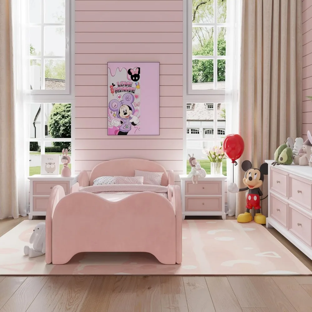 Child-Safe Toddler Bed with Wide Safety Rails, Standard Crib Dimensions, Certified Fabric, and Low to Ground Design