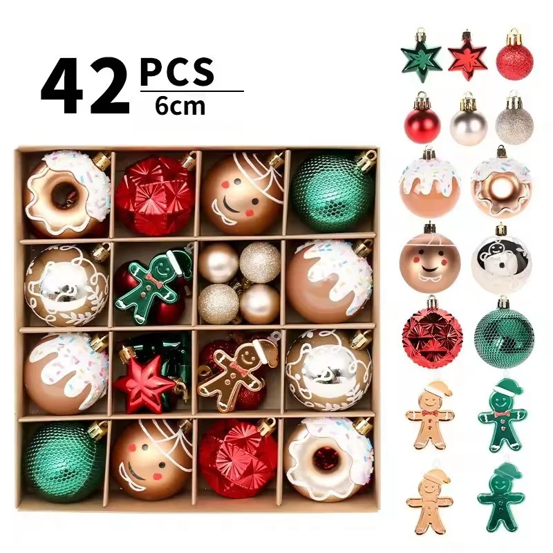

42Pcs 6cm Christmas Ball Gingerbread Man Xmas Tree Hanging Ornaments Christmas Party Home Decoration New Year Gift Navidad 2025