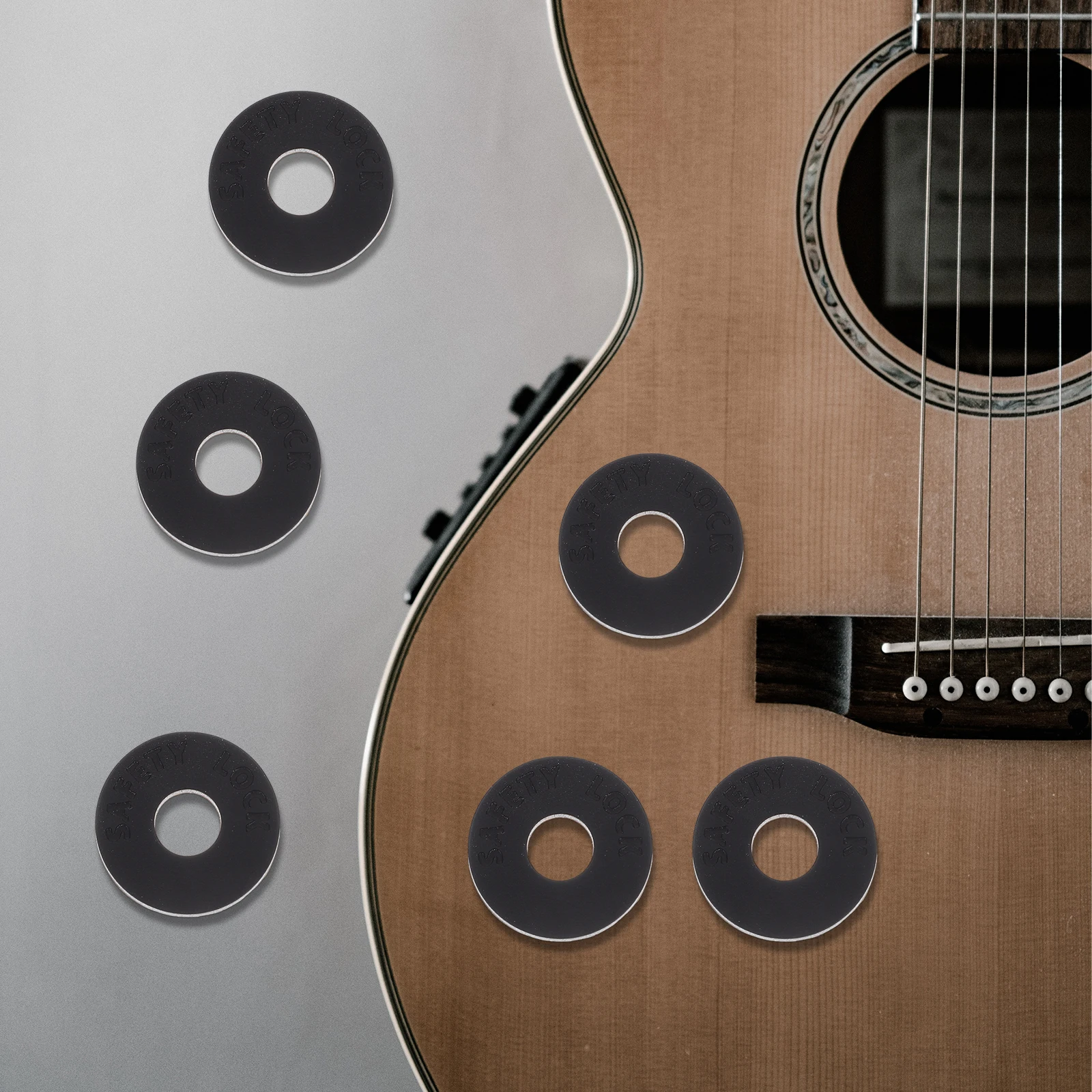 

10 Pcs Guitar Strap Buckle Pads Non Slip Silicone Bass Spacer Black Color Easy Use Practical Function Guitar Supplies