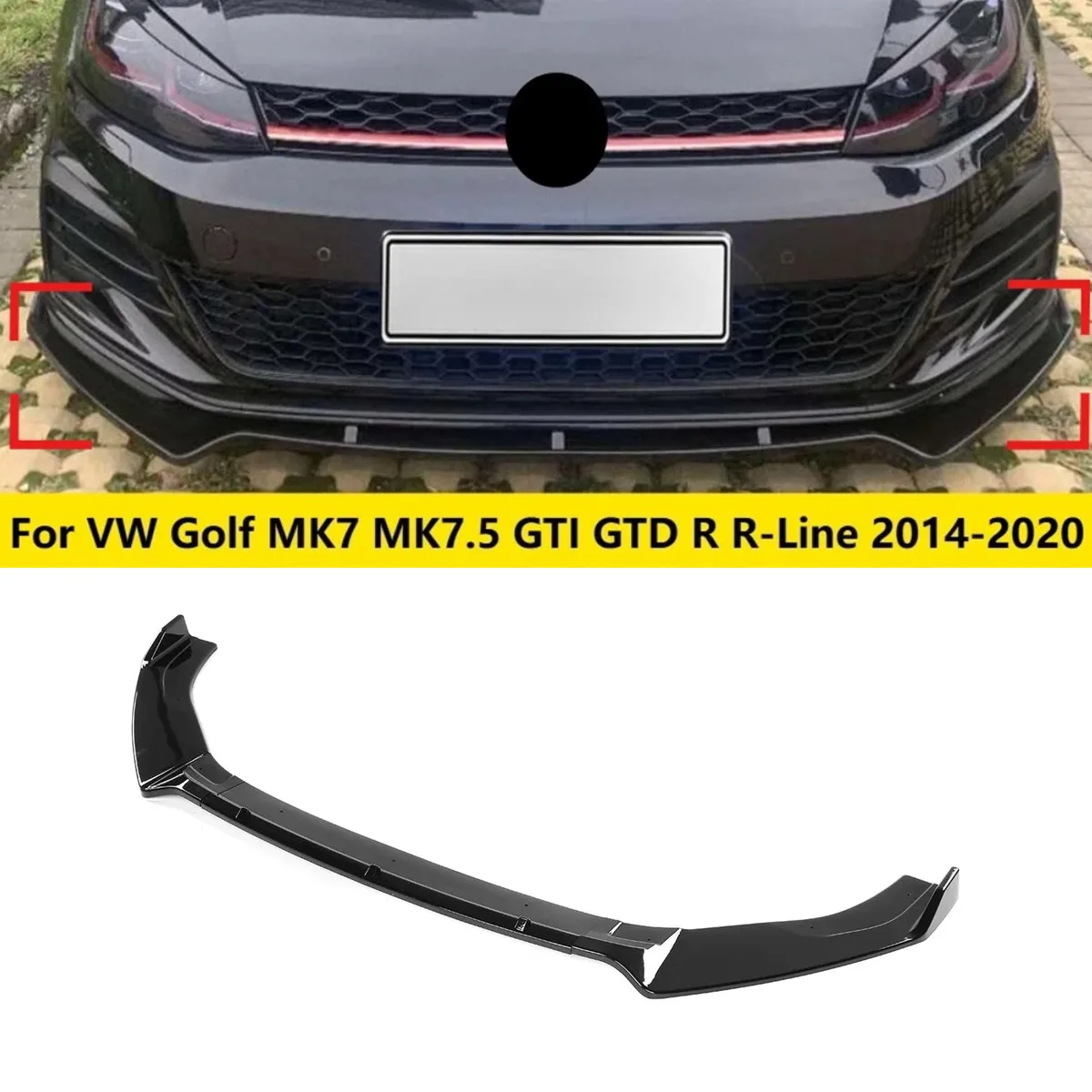 

Для VW Golf 7 7,5 MK7 MK7.5 GTI GTD R R-Line 2014-2019 автомобильный передний бампер, сплиттер, спойлер, комплект кузова для Volkswagen, глянцевый черный