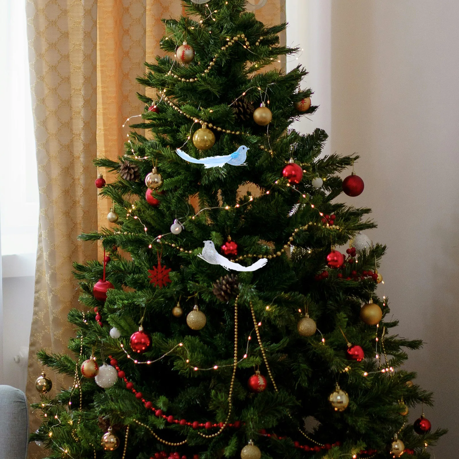 

4Pcs Artificial Realistic Birds Feathered Clip Decorations Garden Faux Bird Ornaments Christmas Tree Decorative Birds