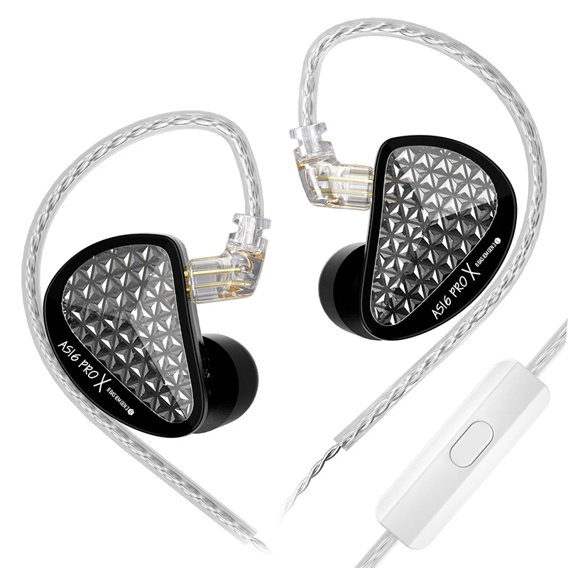 KZ AS16 Pro X oortelefoon 8 Balanced Armature Headset Sport Ruisonderdrukkende gamehoofdtelefoon met afneembare audiokabel