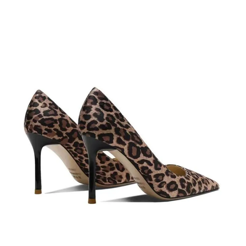 Tacchi alti con stampa leopardata da donna Sexy alla moda punta a punta bocca superficiale elegante vendita calda scarpe da donna leggere 34-40