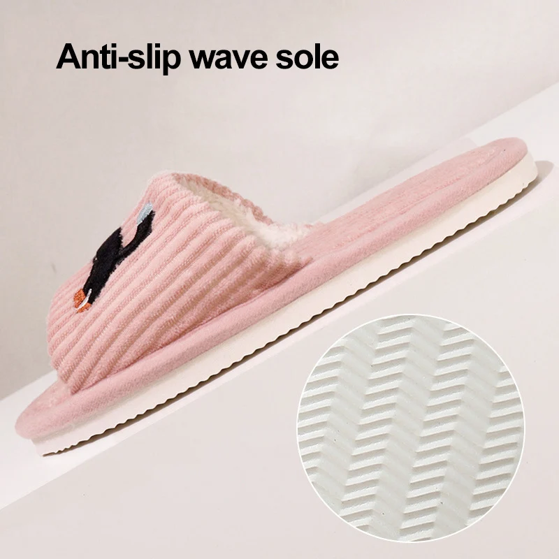 الكرتون القط نمط النعال المنزل للنساء ضوء المفتوحة تو عدم الانزلاق غرفة نوم الشرائح امرأة الموضة مخطط أفخم شبشب منزل #5