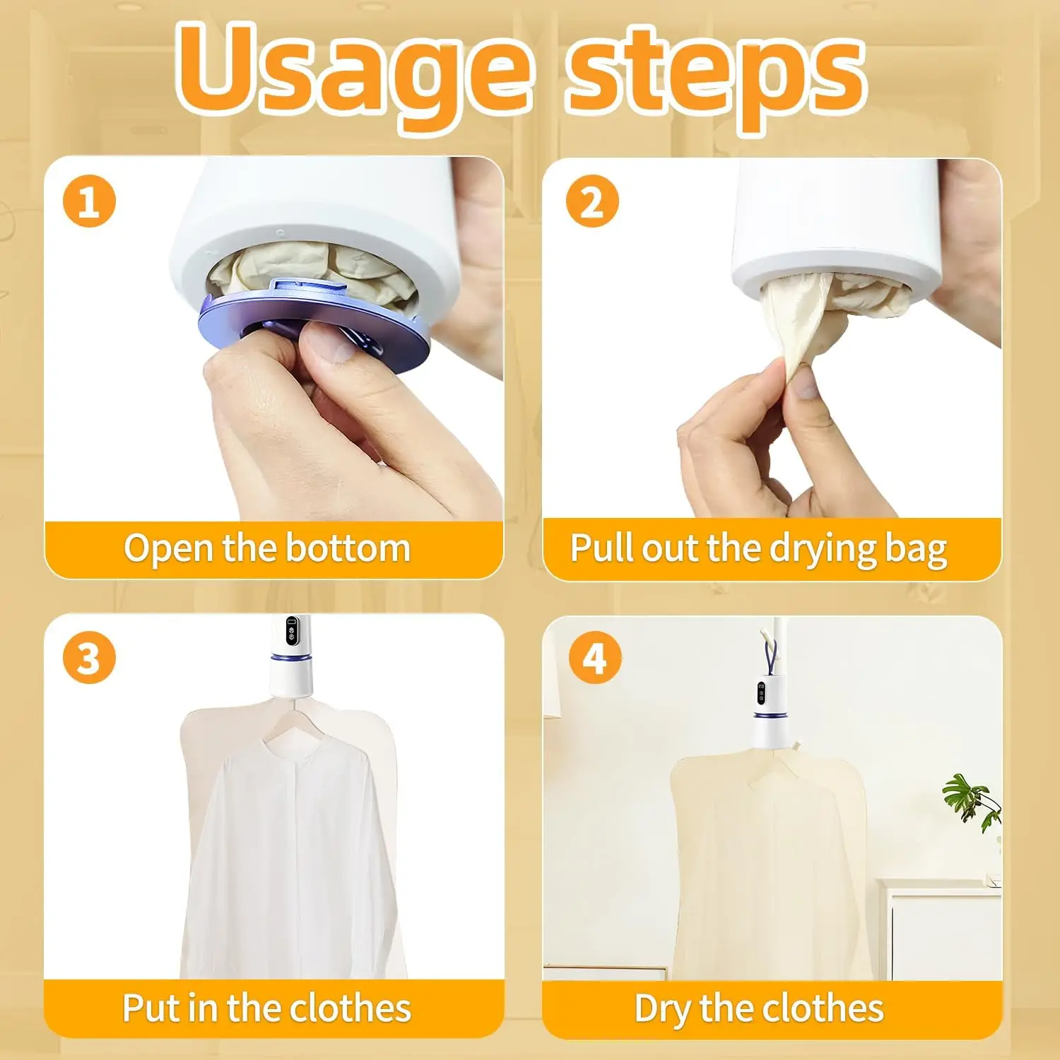 Mini secadora de ropa compacta portátil: secadora de viaje plegable silenciosa con temporizador para apartamento, RV, dormitorio y hogar