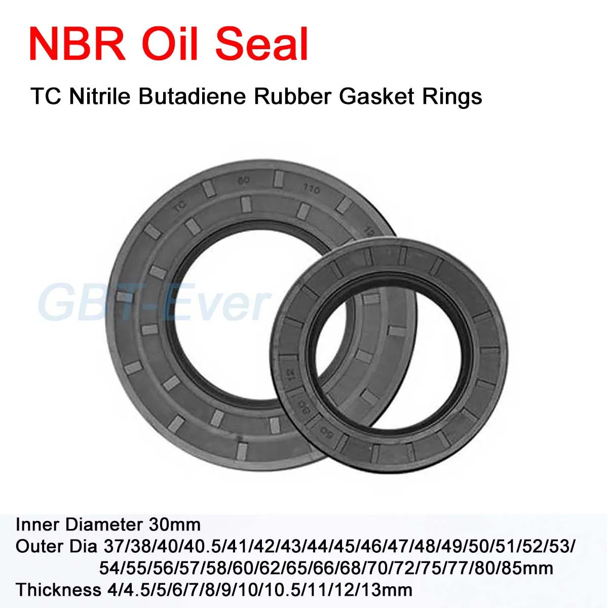 

1Pcs NBR Framework Oil Seal ID 30mm TC Nitrile Butadiene Rubber Gasket Rings Cover Double Lip with Spring OD 37-85mm THK 4-12mm