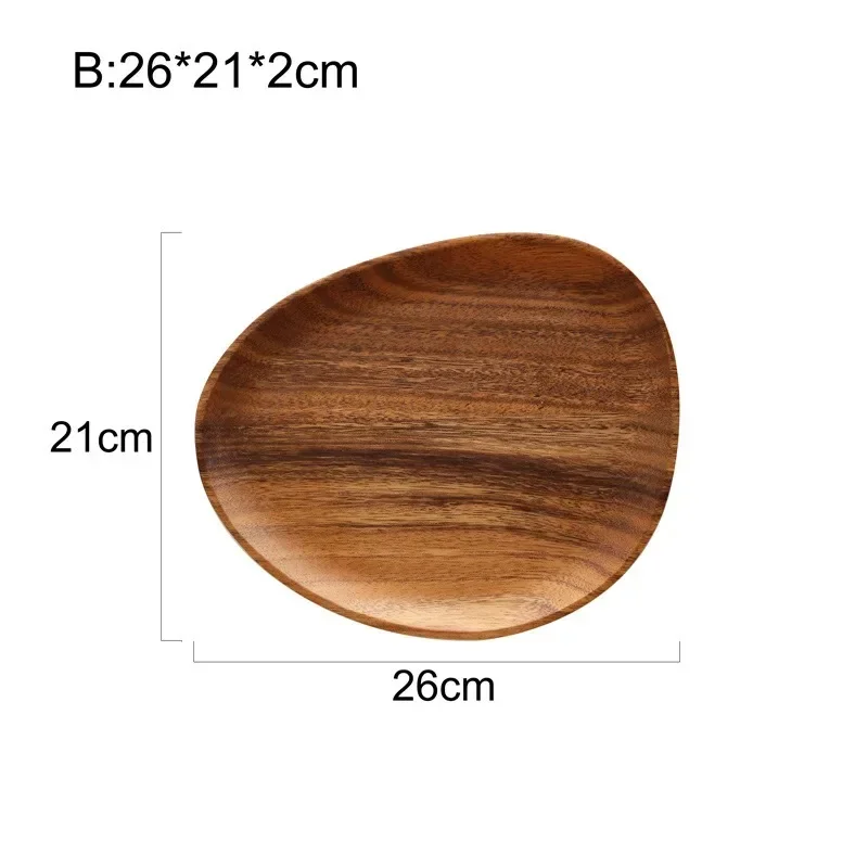 Walnut Wood Dinner Plate Japanese Solid Wood Dinner plate Irregular Oval FruitPlate Household WoodPlate Creative Dim Sum TeaTray