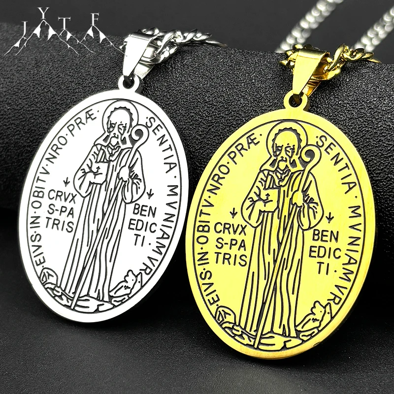 

Catholic Latin San Judas Tadeo Pendant Necklace Stainless Steel for Women Men Chain Saint Jude Thaddeus Jewelry Party Gift