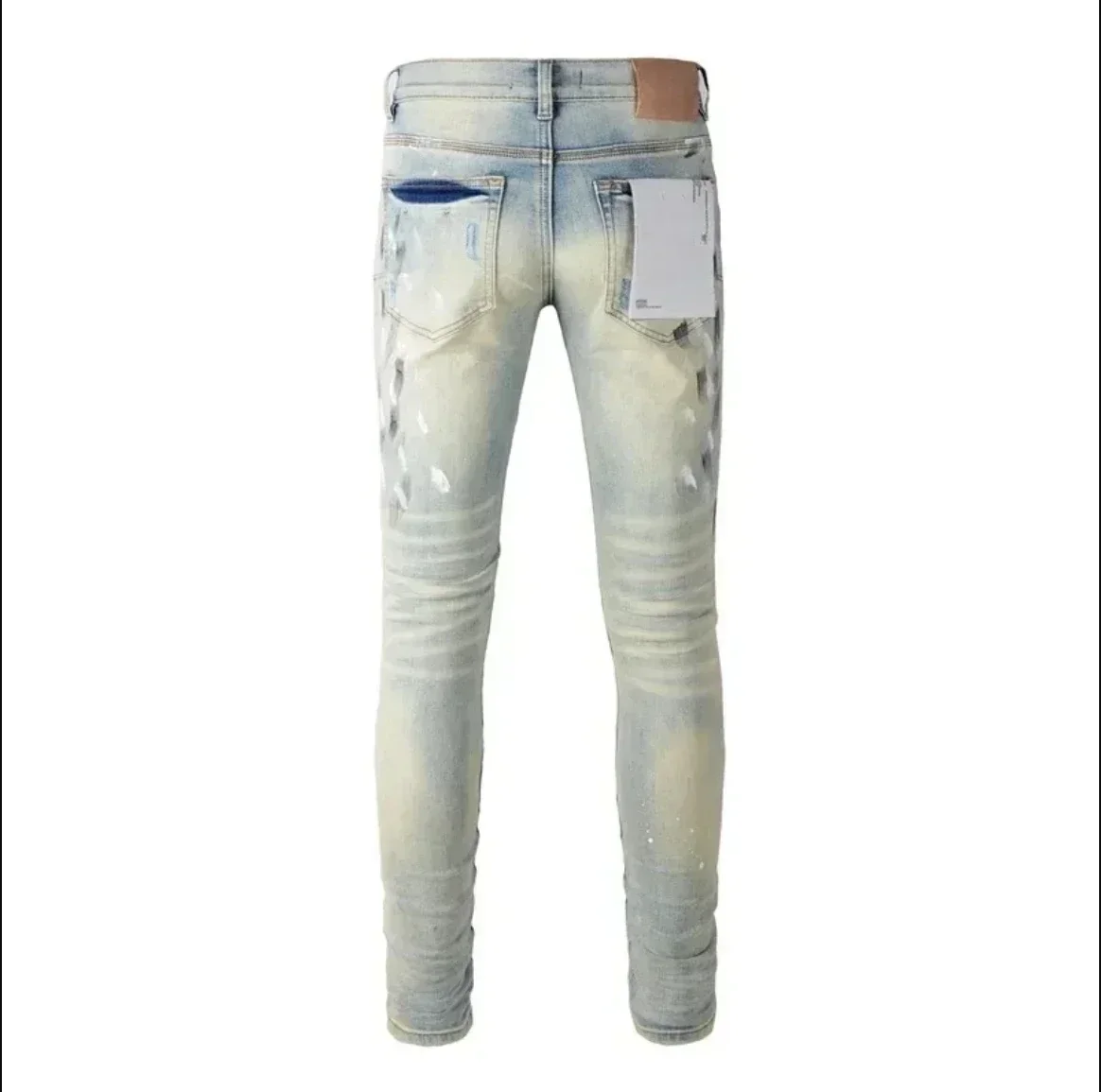 Topkwaliteit Purples Jeans Heren Met High Street Blue Print Broeken Modemerk Reparatie Low-Rise Skinny Denim Broek