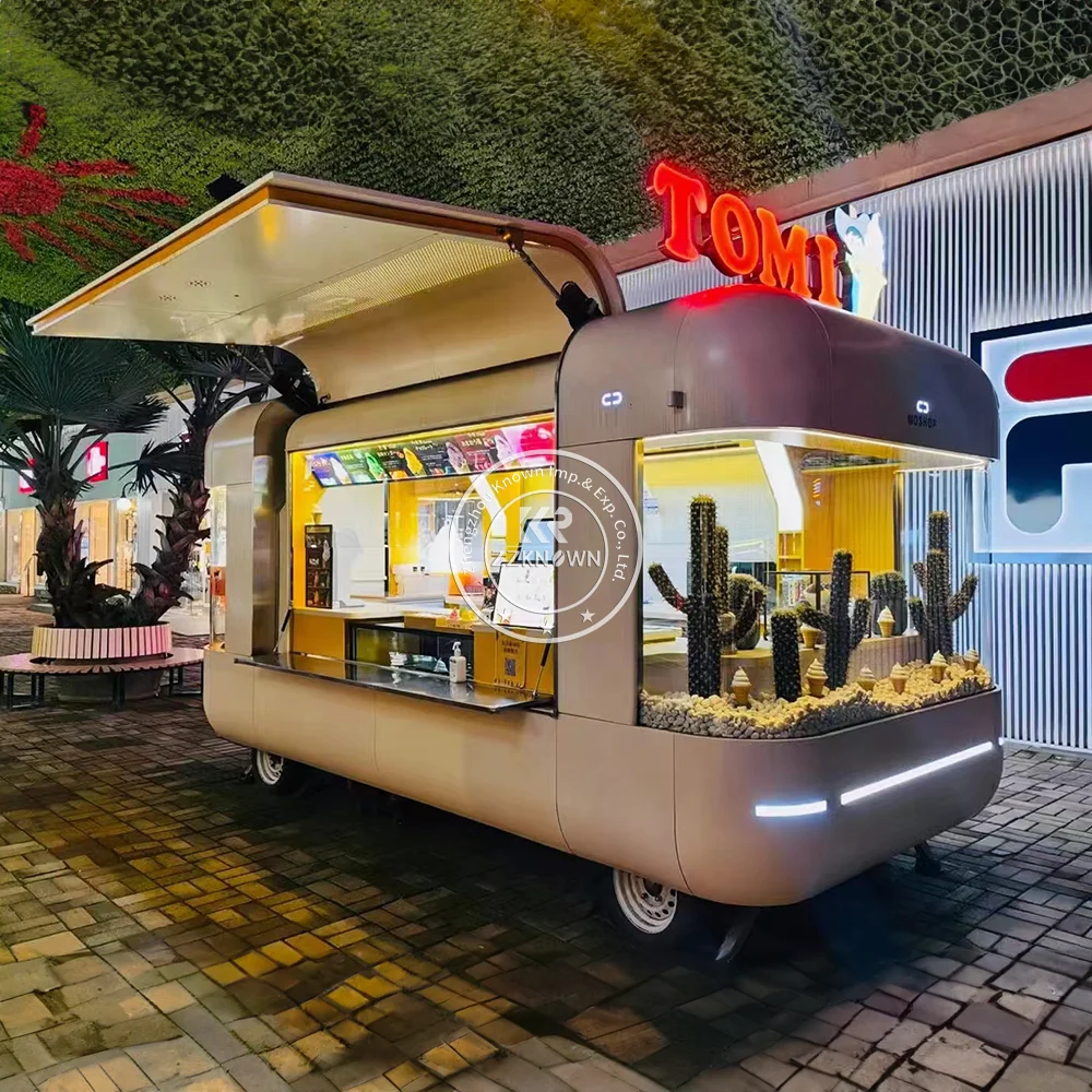 Stainless Steel Coffee Kiosk Concession Food Truck Custom Kitchen Equipments Pizza Hot Dog Cart Street Fast Food Trailer