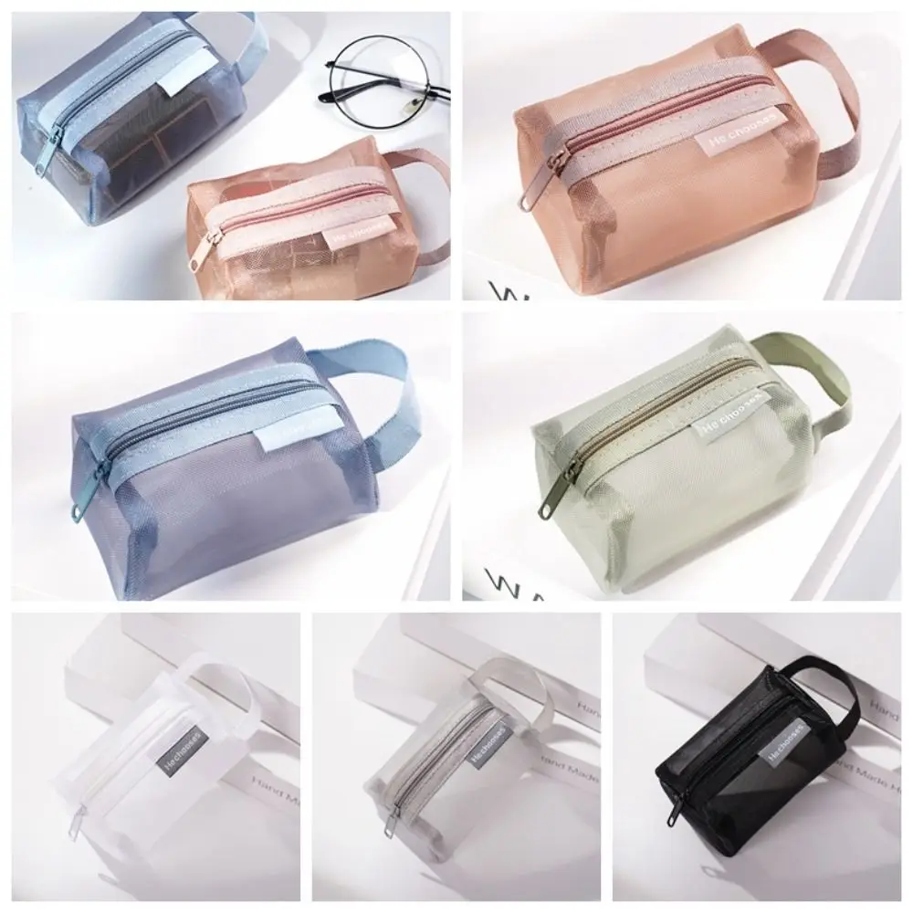 

Large Capacity Mesh Makeup Bag Fresh Color Zipper Toiletry Storage Bag Toiletry Bag Storage Bag Transparent Cosmetic Bag Girls