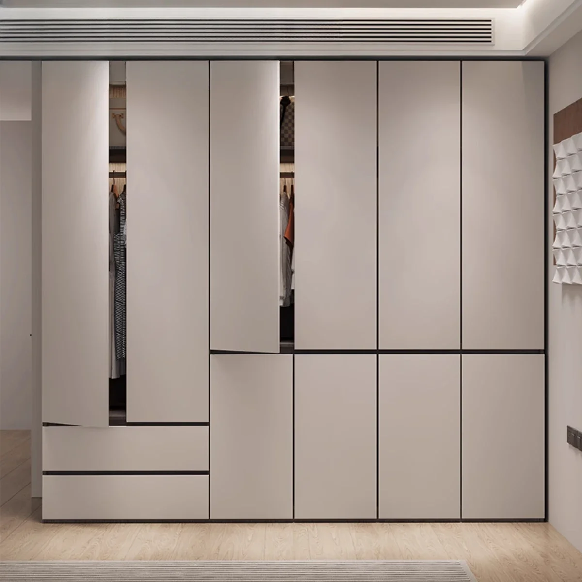 Ou Song board PET skin-sensitive surface one door to the top 60cm depth wardrobe segmented household bedroom clothes