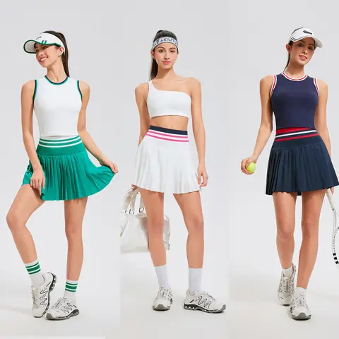 2025 Dam Sport Mini Plisserad Kjol Hög Midja Golf Tenniskjolar Dubbla Lager Gym Fitness Löpning Yoga Atletisk Träningskjol 10 best sales gymnastikkjol - №4