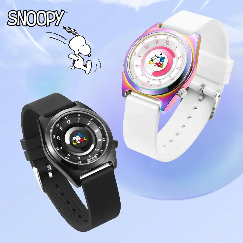 Snoopy men and women have cool, simple, cartoon, black technology, sports, fashionable and versatile quartz luminous watches