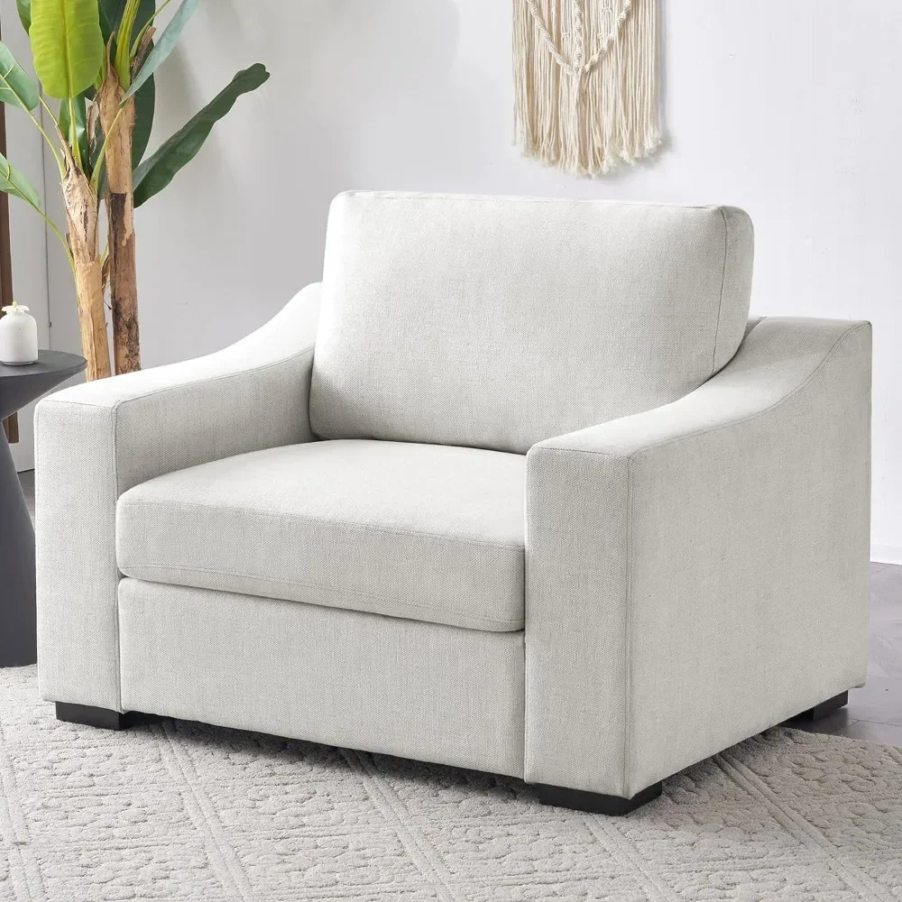 Living Room Chair, Linen Fabric Modern Chair with Deep Seat & Washable Covers, Comfy Upholstered Large Chair, Armrest Sofa Chair