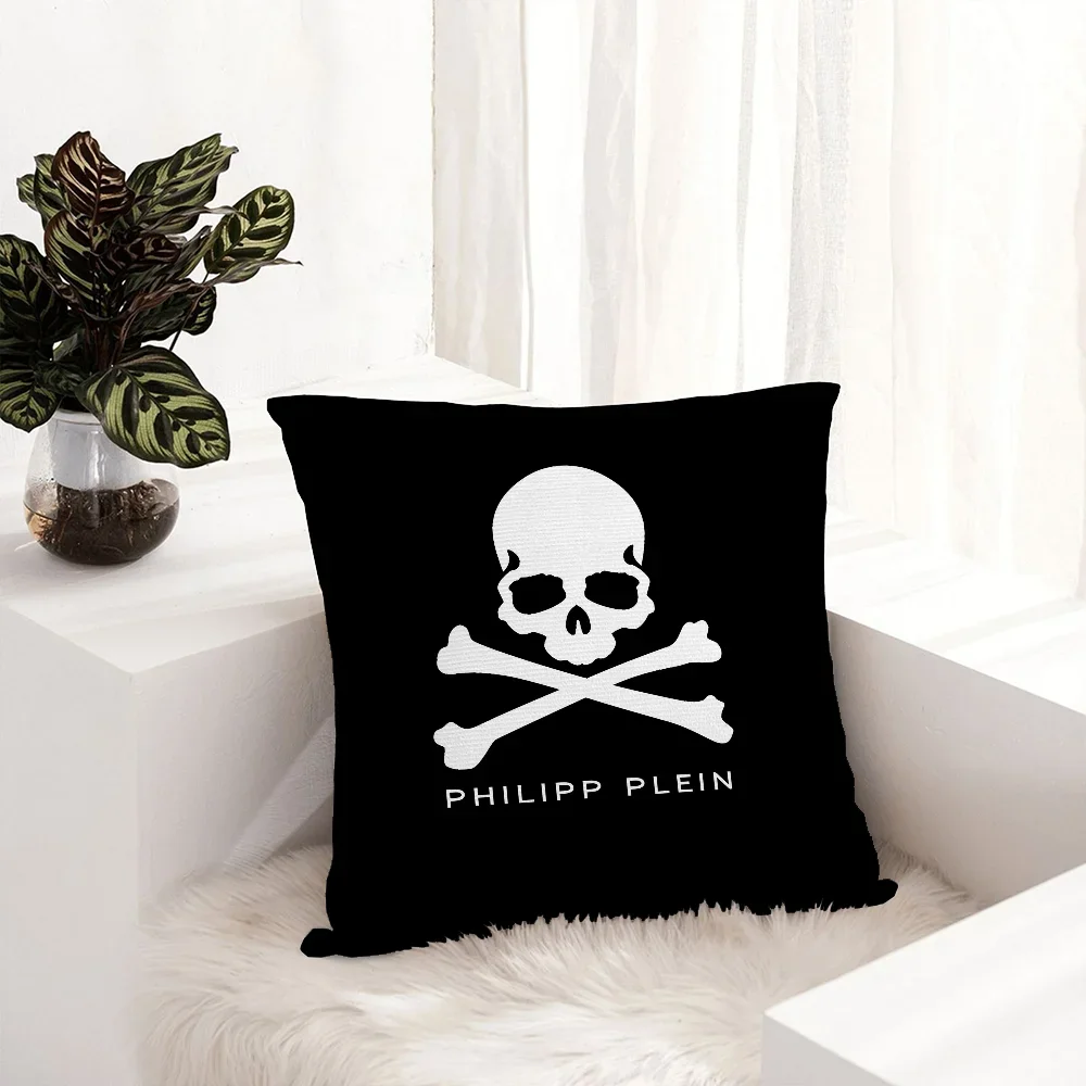 Skull P-PLEINS Qp-P-PHILIPPS Pillow Case Plush Fabric Soft Pillowcase Double Sided Print Sofa Cushion Cover Throw Pillow Cover