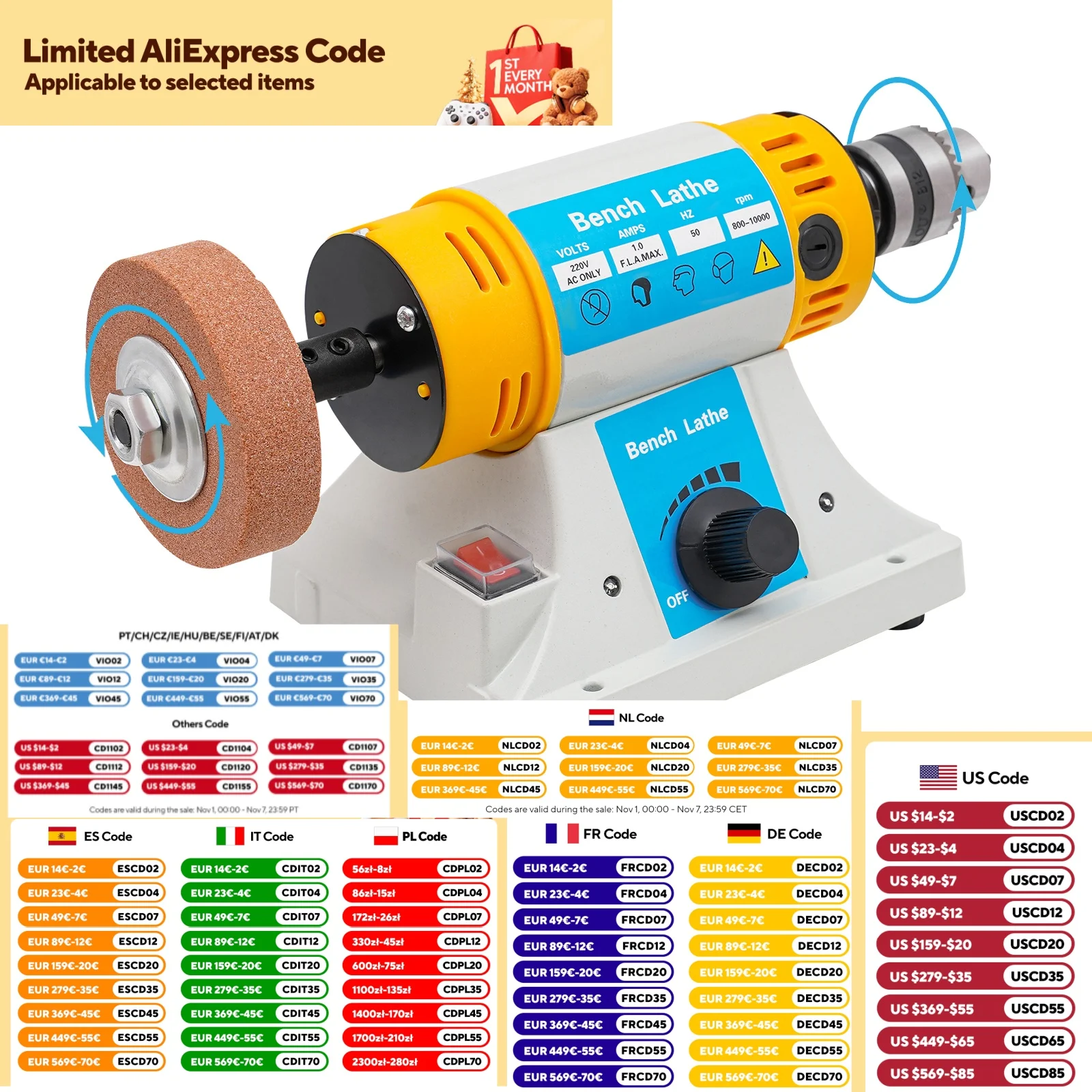 

Настольная буферная полировальная машина с аксессуарами Многофункциональная полировальная шлифовальная машина 110 В/220 В Стандарт США/Андарт ЕС