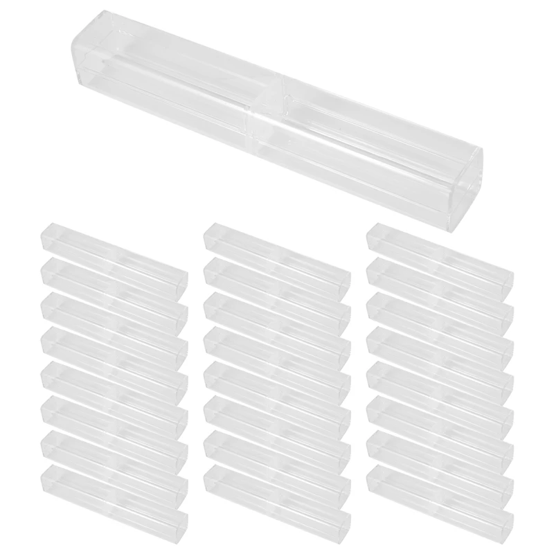 25Pcs Plastic Clear Pen Case Gift Empty School Office Collection Set Pen Container Storage For Father's Day Mother's Day