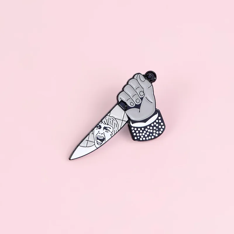 Dagger Knife Enamel Pin Custom Mad Killing Brooches for Shirt Lapel Backpack Punk Badge Dark Jewelry Gift for Friends Wholesale