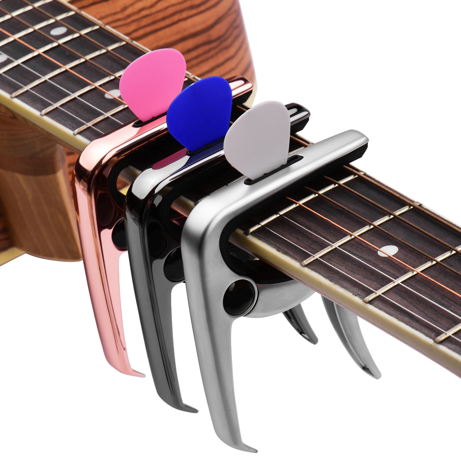 Capo de guitarra TC-02, alfiler de puente de aleación de Zinc, ranura para púas con 3 piezas, para guitarra eléctrica acústica, bajo