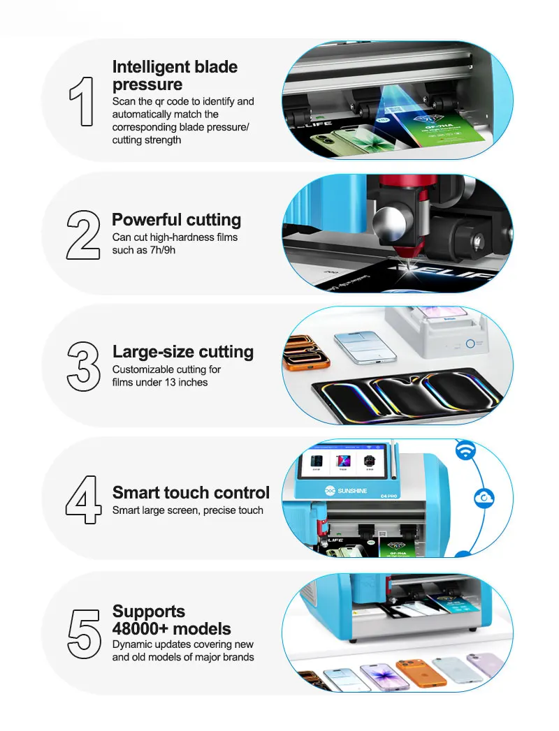Sunshine 13inch C4 Pro Intelligent Blade-pressure Film Cutting Machine for Powerful Cutting 7H/9H High-hardness Films