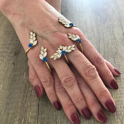 XSBODY Exquisite Palm Cuff Bracelet for Women Wedding Hand Decoration Elegant Bridal Leaf Zircon Hand Bangle Chain Banquet Gift