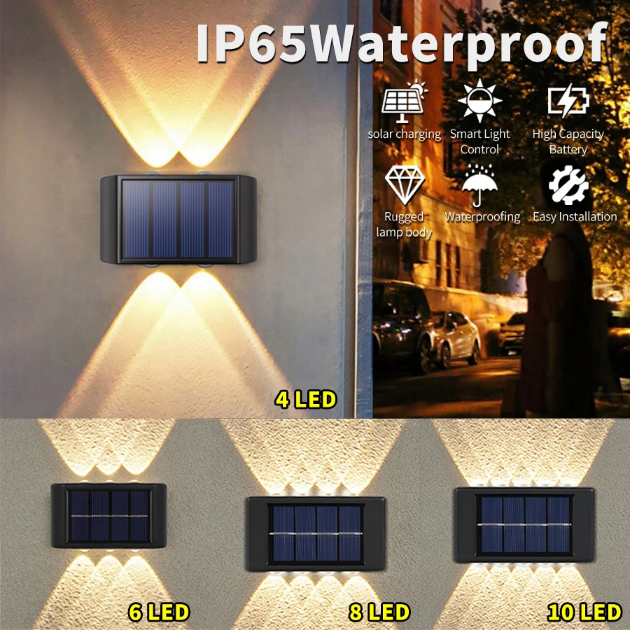 

Светодиодный солнечный уличный настенный светильник для фасада, светильник для крыльца, супер яркий водонепроницаемый внешний настенный светильник для украшения балкона, сада, забора