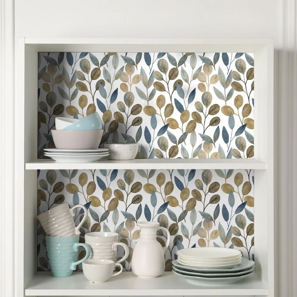 モダンな植物柄金箔ピールアンドスティック壁紙 防水リムーバブルビニールフローラルデザイン 自己粘着壁装材