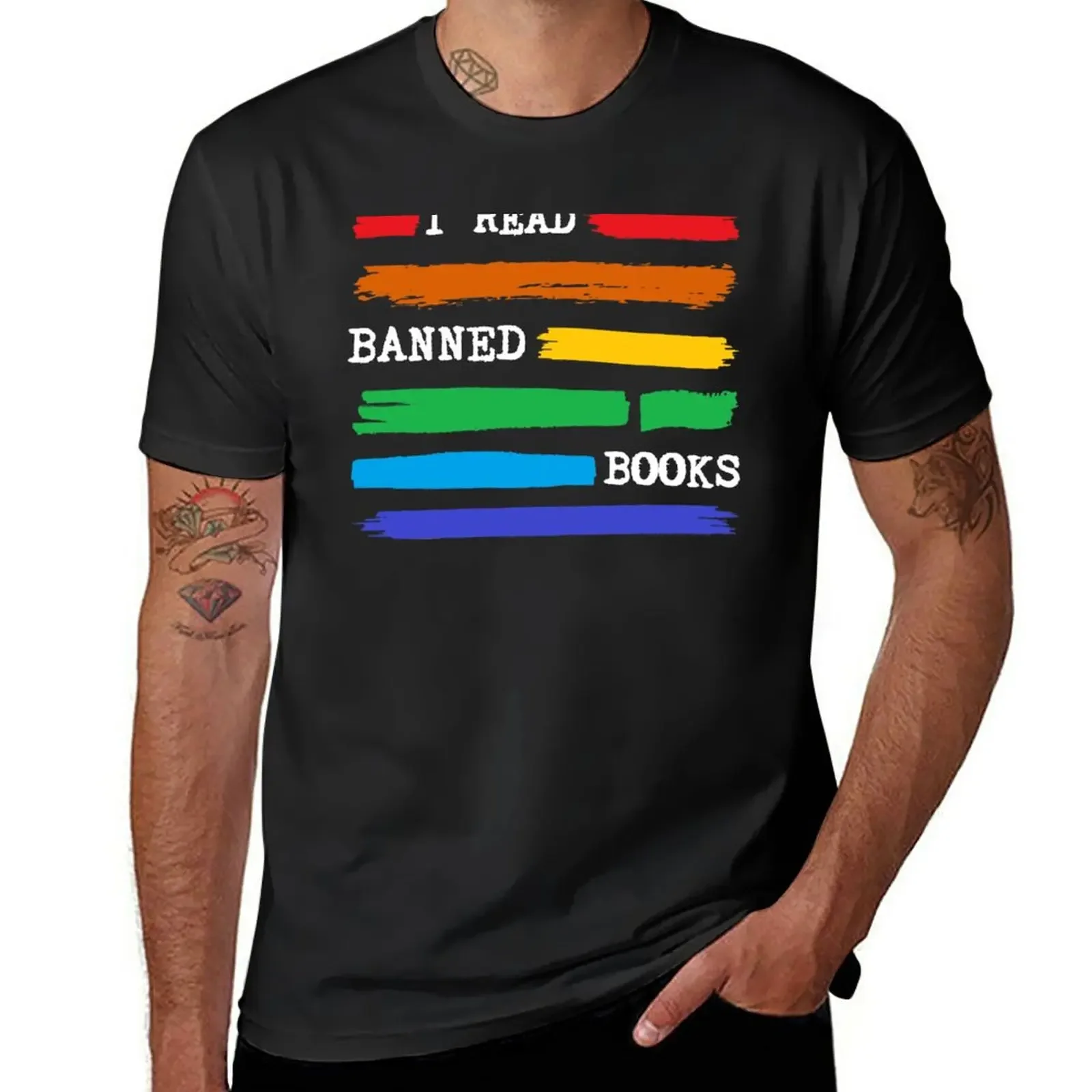 

New I Read Banned Books Rainbow, Banned Books Week 2023 Typewriter T-Shirt quick drying t-shirt plain black t shirts men