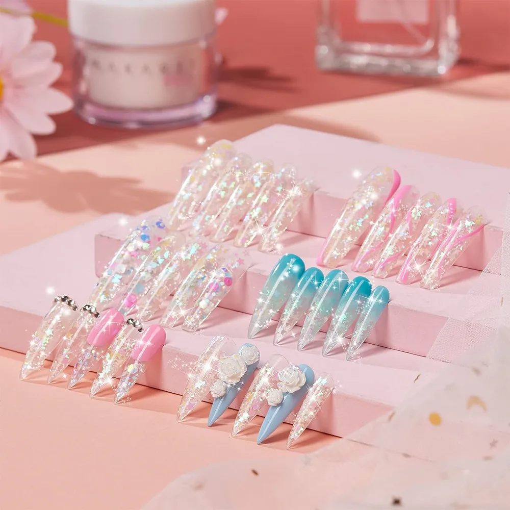 Makartt 아크릴 파우더 2Oz 화이트 반짝이 아크릴 네일 용품 초보자를위한 DIY 네일 아트 네일 확장을위한 아크릴 네일 파우더