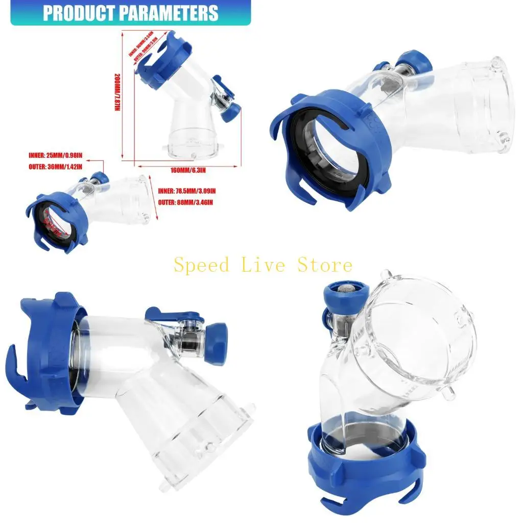 547C Clear Plastic 45 Degree Sewer Hose Adapter RVs Rinser Sewage Flush Hose For Efficient Black Maintenance