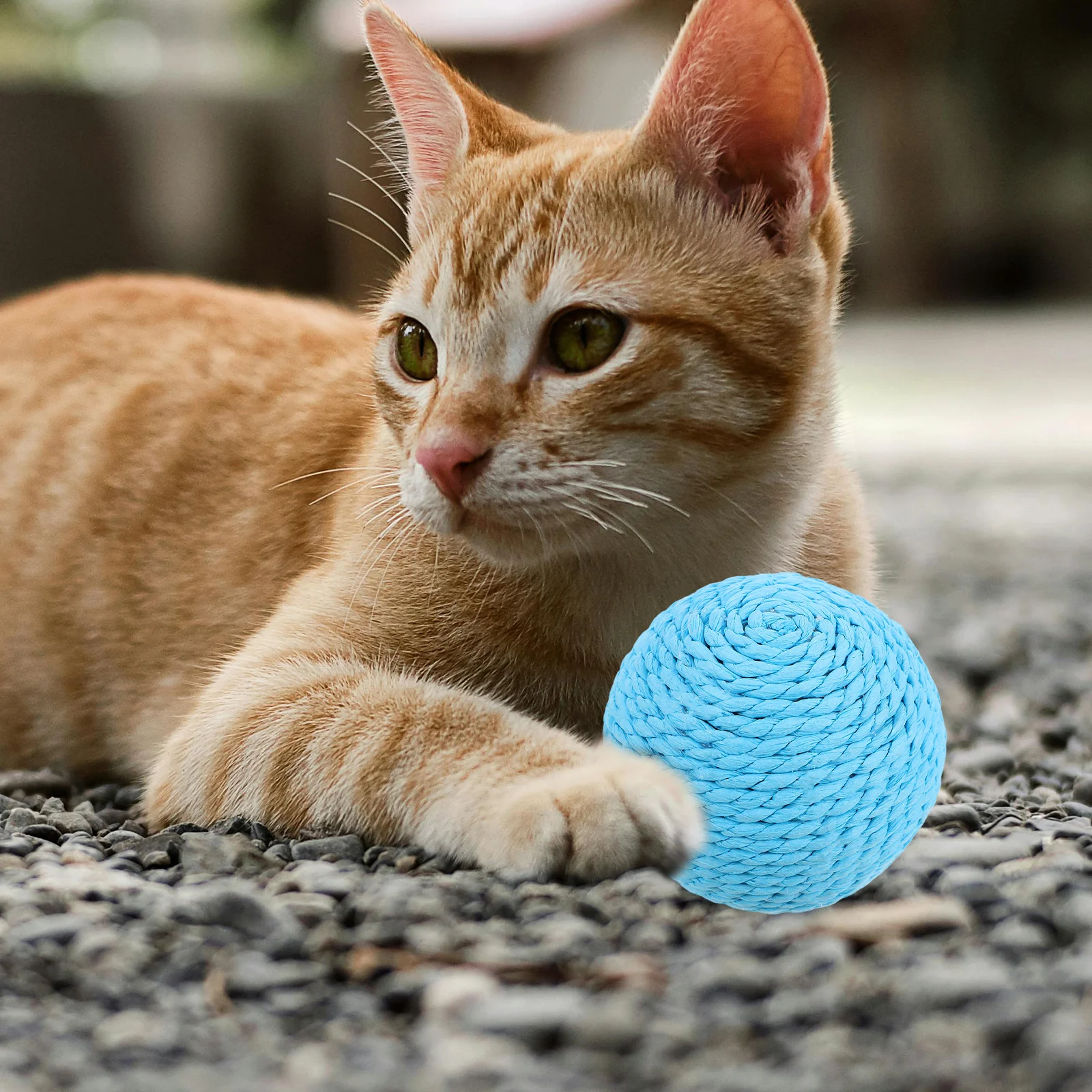 Cat Toy Scratching Ball Toys Balls for Pet Paper Rope Entertainment Sisal Sky-blue