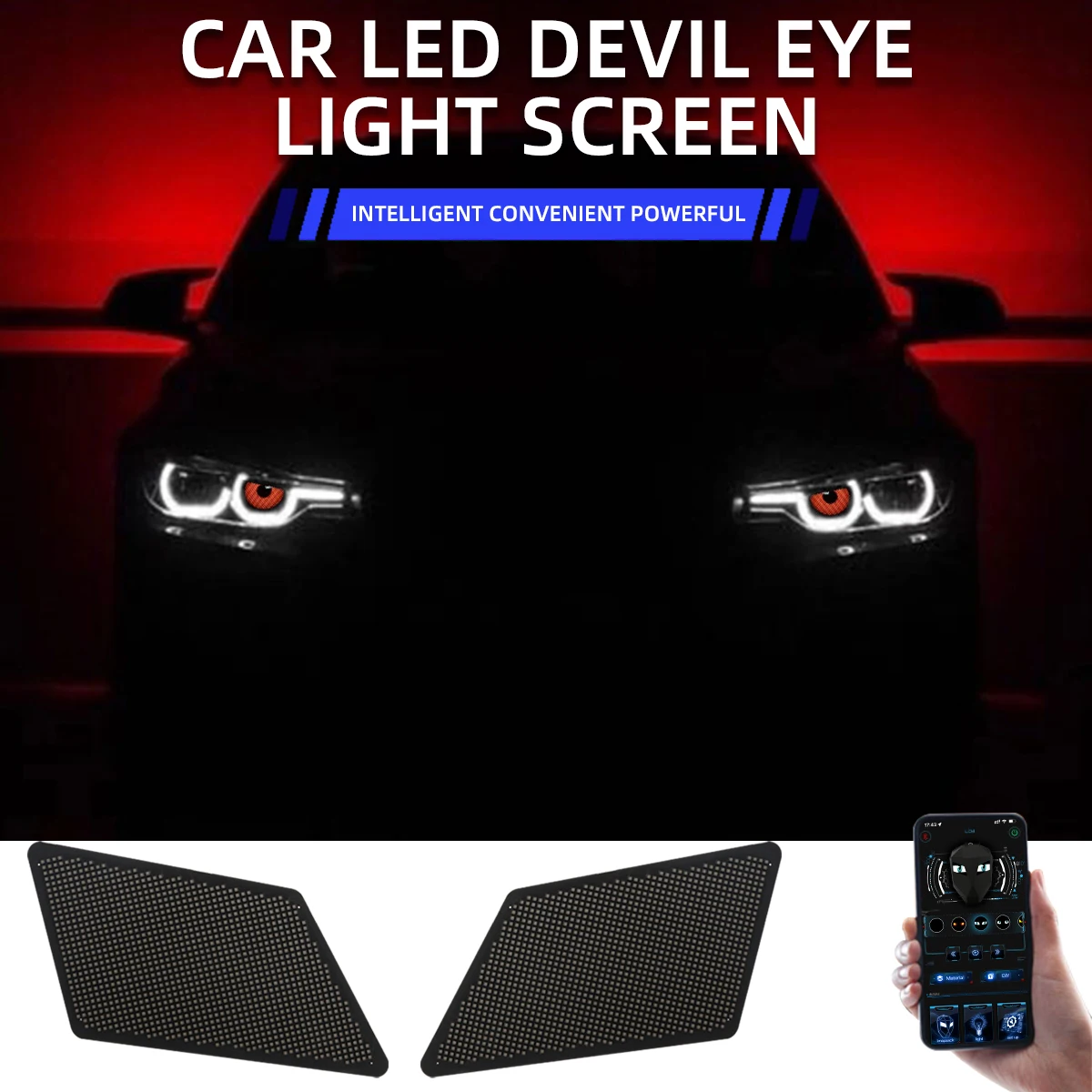 Car Devil Eye Light schermo Pixel programmabile Winking Eye Display a Led modifica automatica del faro immagini di animazione fai da te App Con