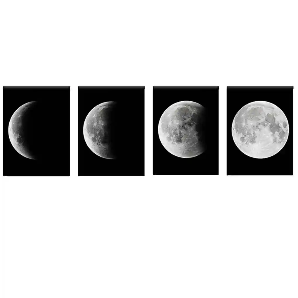 Minimalist Moon Phase Canvas Black White Printed Oil Painting Poster Picture for Home Office Decoration