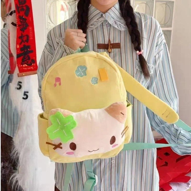 2025 رائجة البيع Masyumaro Fuwa Nyanko القط على ظهره حقيبة أنيمي لطيف المدرسية حقيبة أقلام رصاص حقيبة الظهر العصرية الأطفال هدايا عيد الميلاد #2