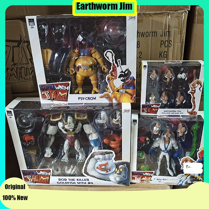 

In Stock PDNA Earthworm Jim Action Figure Worm Body Psy-Crow Bob The Killer Gold Fish Snot Anime Figures Doll Toy Model