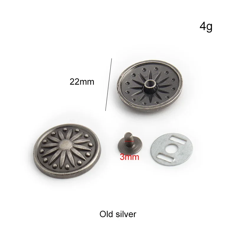 10-50pcs 15-22-29mm Old Silver High Level Pattern Style Metal Studs For Handbag Woman Purse Rivet Accessories