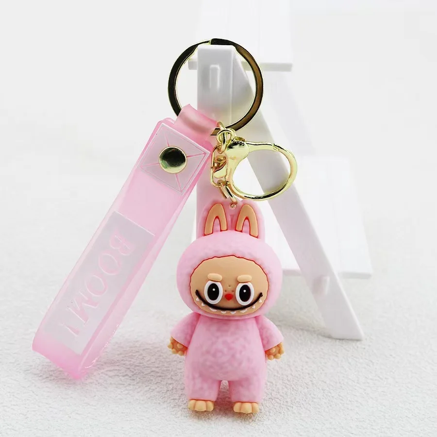 Cute sheep Keychain for Car Keys Doll The Monsters Bunny Labubu Key Chain Anime Accessories Keychains Bags Jewelry Wholesale