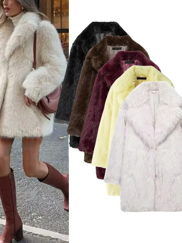 Cappotto da donna in pelliccia sintetica di media lunghezza Autunno Inverno Nuovo Sle Sensation di lusso Cappotto per capelli artificiali Vestibilità ampia Sle europeo