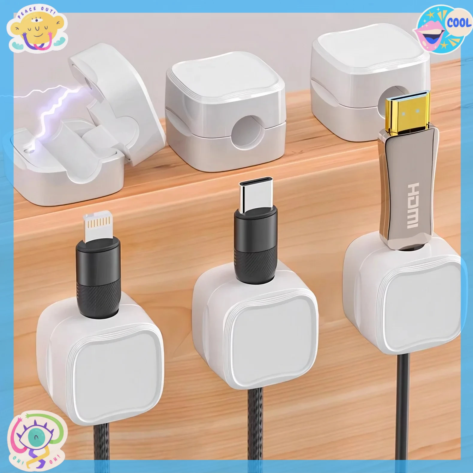 

2/10PC Magnetic Cable Organizer Clip-on Power Cord Bracket Adhesive Wire Retainer Organizer for Home Office Management