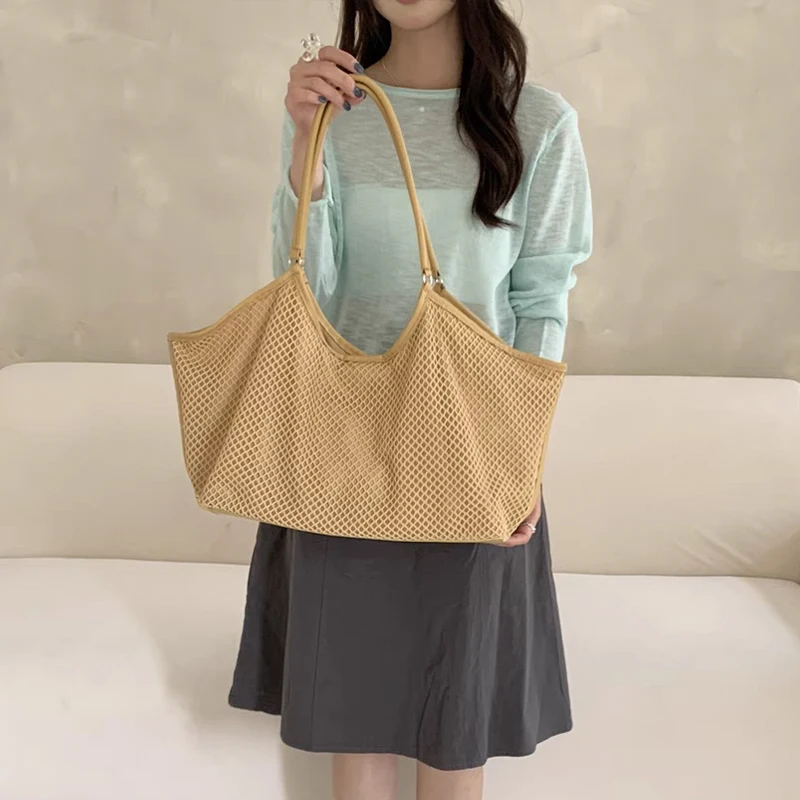 

Large Capacity Mesh Hollow Beach Bag Mother-child Tote Bag Fashion Women's Outdoor Travel Holiday Handbag Casual Shoulder Bag