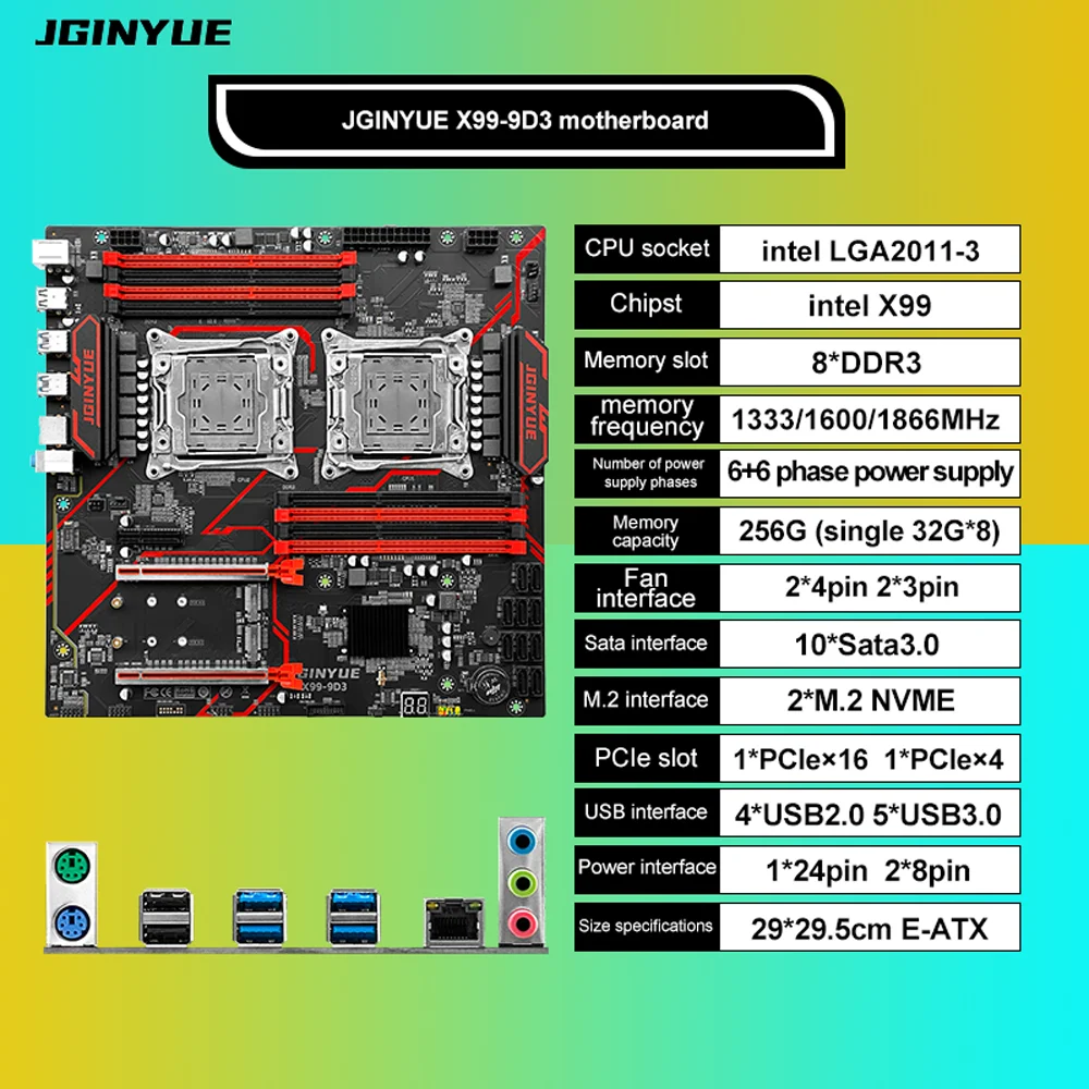 JGINYUE X99-9D3 Anakart DDR3 E - E5 2696 V3 incelemesi ve fiyatı