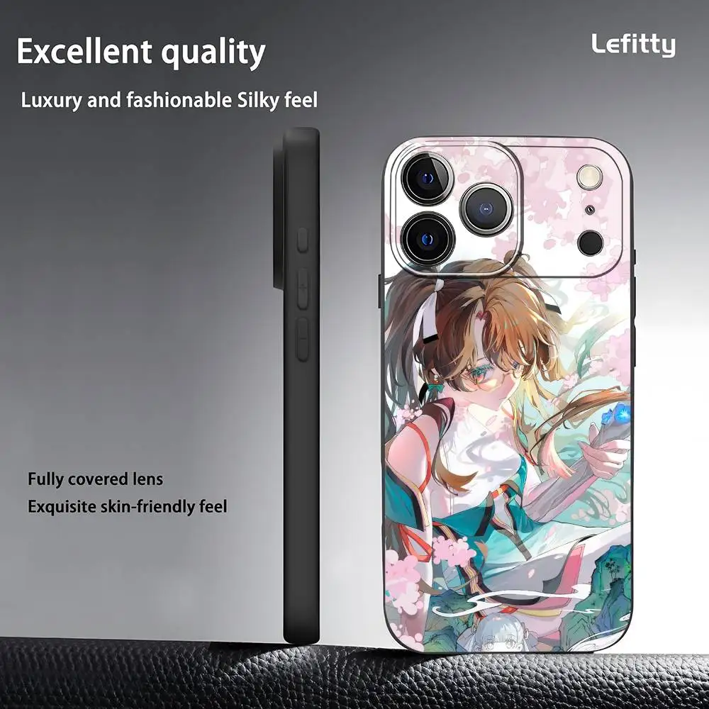 حافظة هاتف Zhezhi Wuthering Waves لهاتف آيفون 17 16 15 14 13 12 11 Pro Max Plus Mini Black Frosted Soft Shell Funda #6