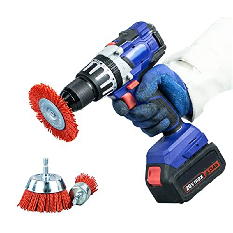 

9PCS Nylon Filament Abrasive Wire Brush Wheel & Cup Brush Set Nylon Brush Set Gray&Blue&Red For Removal Of Rust Corrosion Paint