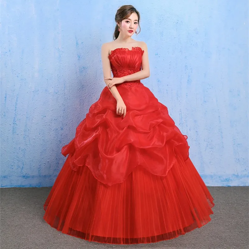 YC 73 # Frühling Herbst Hochzeit party kleid neue braut hochzeit kleid code Koreanische frauen nehmen spitze spezielle bieten hochzeit kleid rot weiß