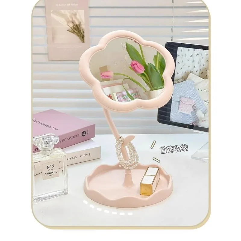 Makeup Dressing Mirror, Floral Pattern, Office Dormitory Decoration, High-end Style, Bedroom Home Supplies