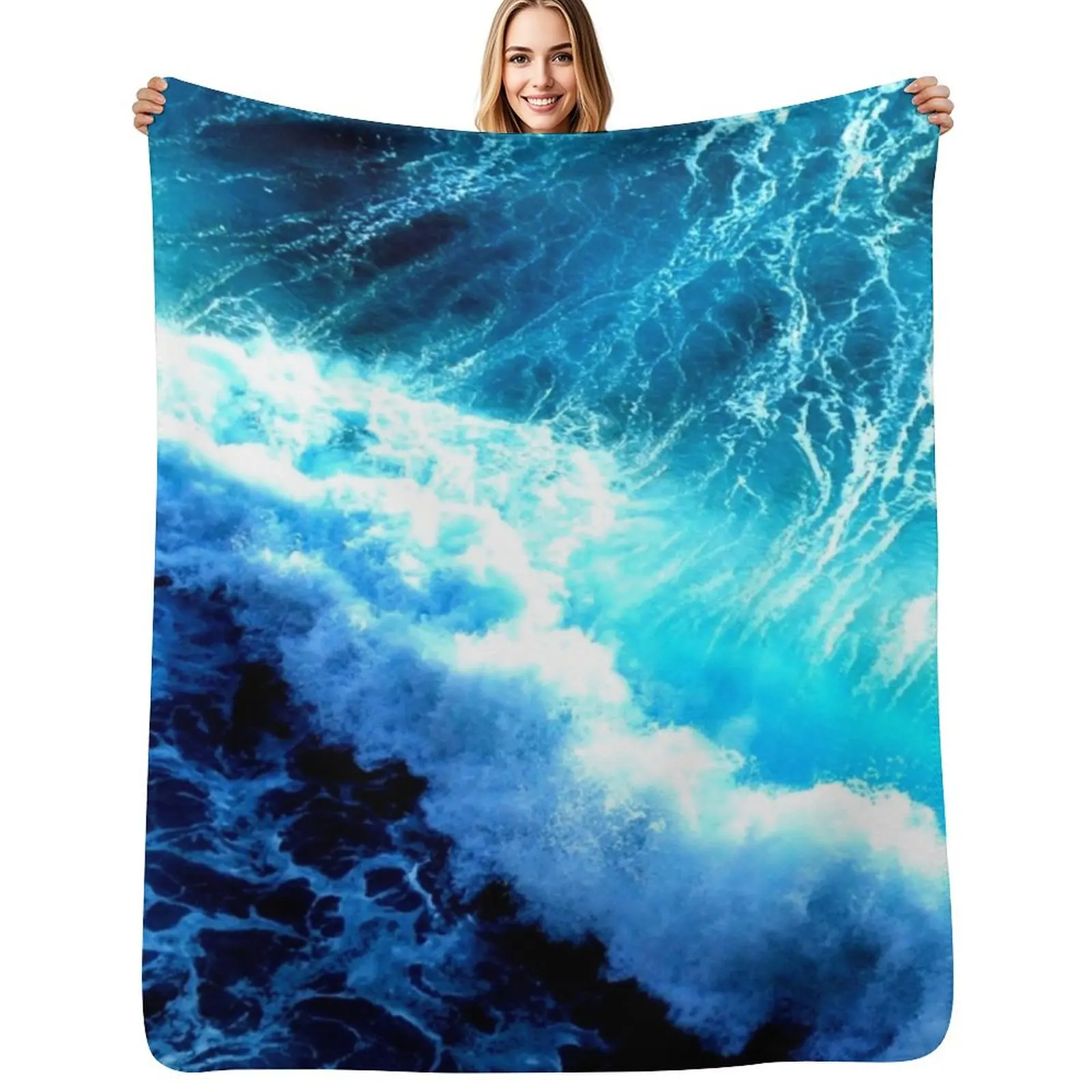 

Blue Ocean Waves Throw Blanket Soft Plaid Decorative Beds Warm Blankets For Sofas Blankets