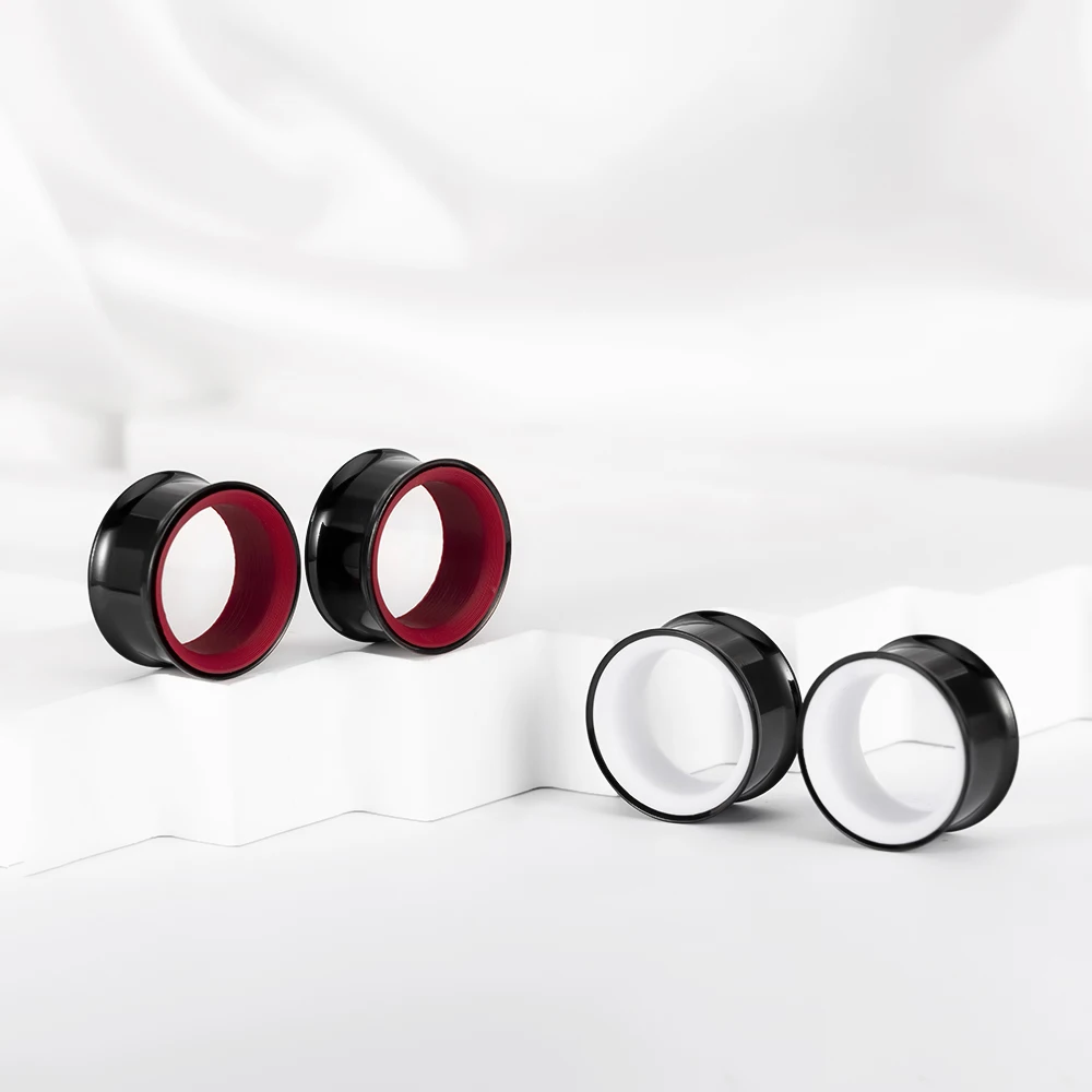 Vanku 2PCS Neue Zwei-farbe Edelstahl Horn Fit Körper Ohr Tunnel Piercing Körper Schmuck Schmuck Frauen Geschenk